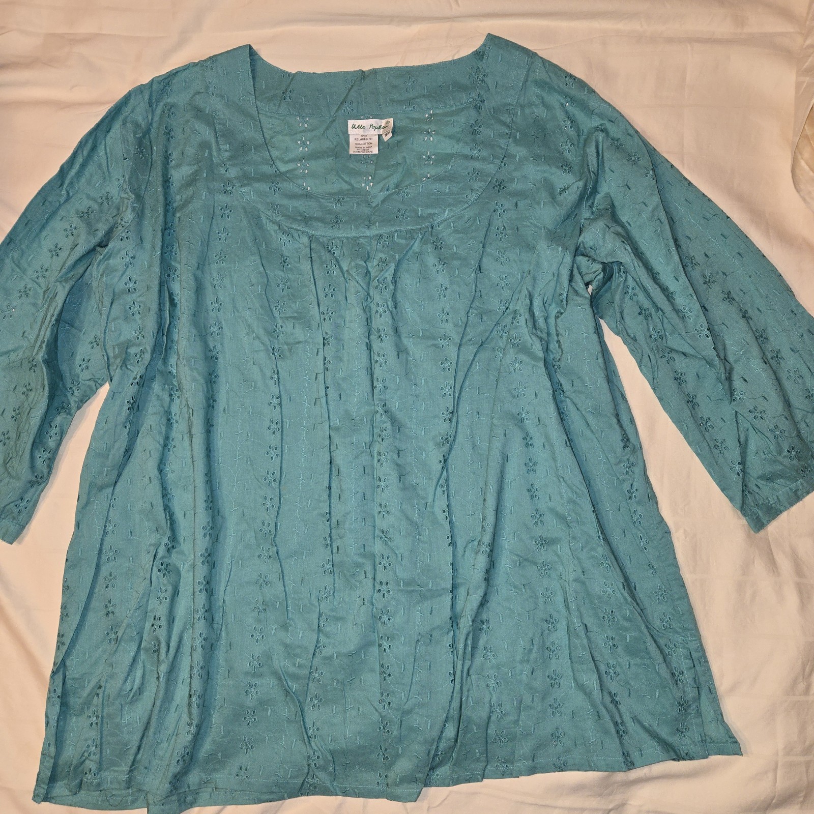 NWOT Ulla Popken Cotton Eyelet Top, Size 30/32 or 5X 6X,  Bust 64\