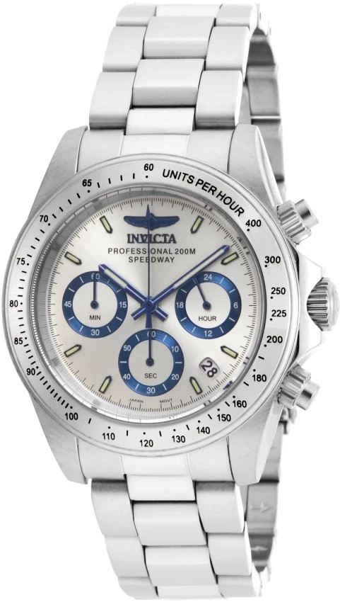 Invicta Speedway Chronograph Silver Dial & Bezel Quartz Men\'s Watch 17311 NEW