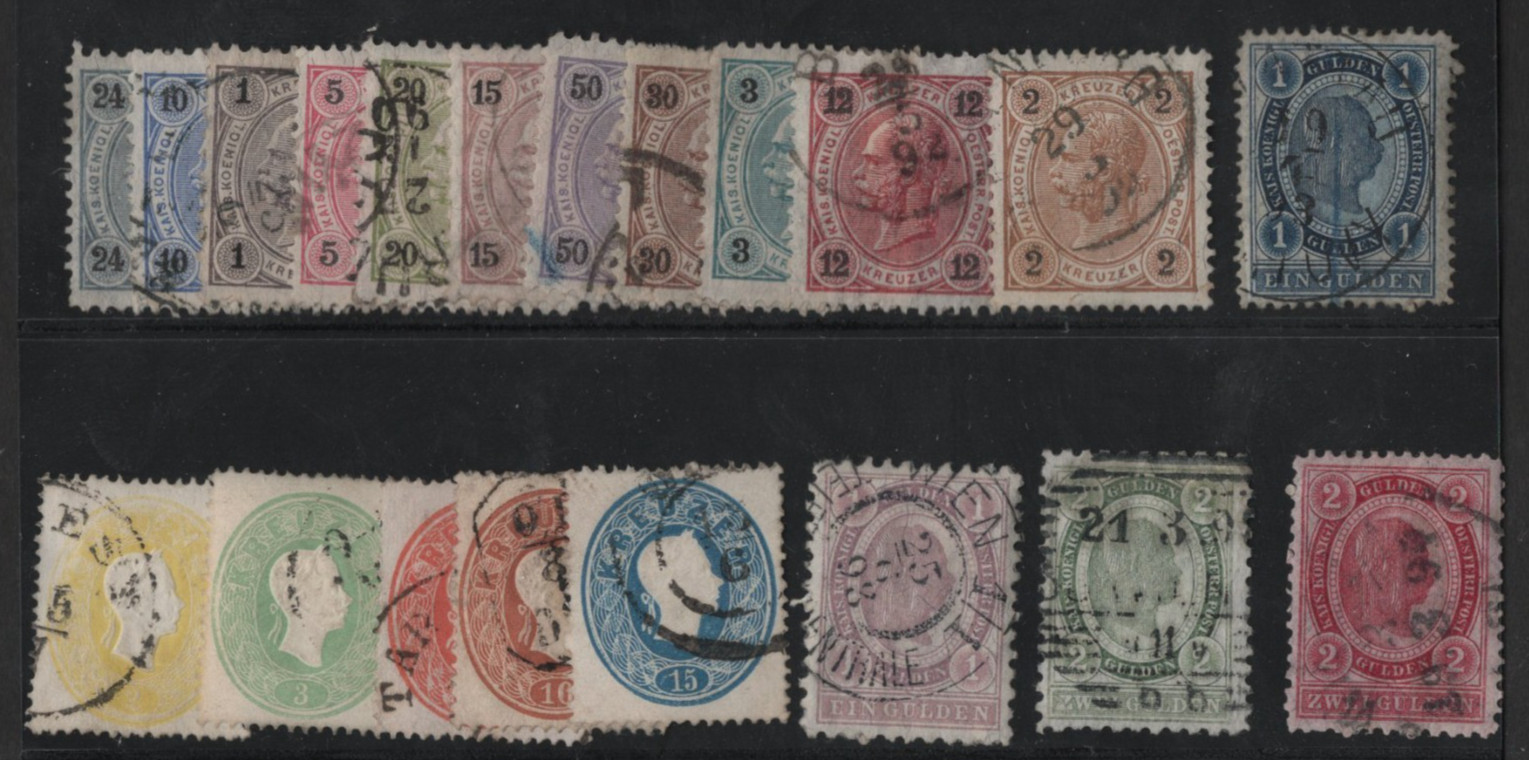 Austria 1860/1890 Scott #12-16 & 51-65 Complete Sets Used