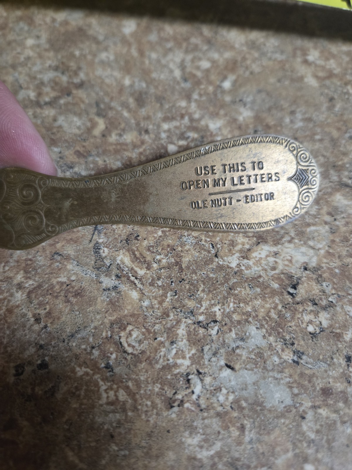 Vintage Bronze Letter Opener “Use This To Open My Letters\ Vintage Bronze Letter Opener “Use This To Open My Letters\