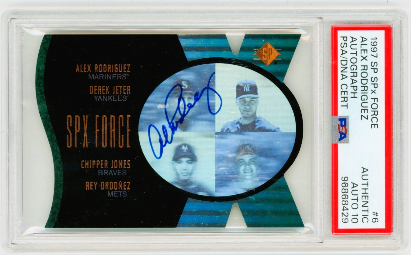 1997 SP SPX Force Alex Rodriguez On Card Auto /100 PSA Auth DNA 10 Grade #6 1997 SP SPX Force Alex Rodriguez On Card Auto /100 PSA Auth DNA 10 Grade #6
