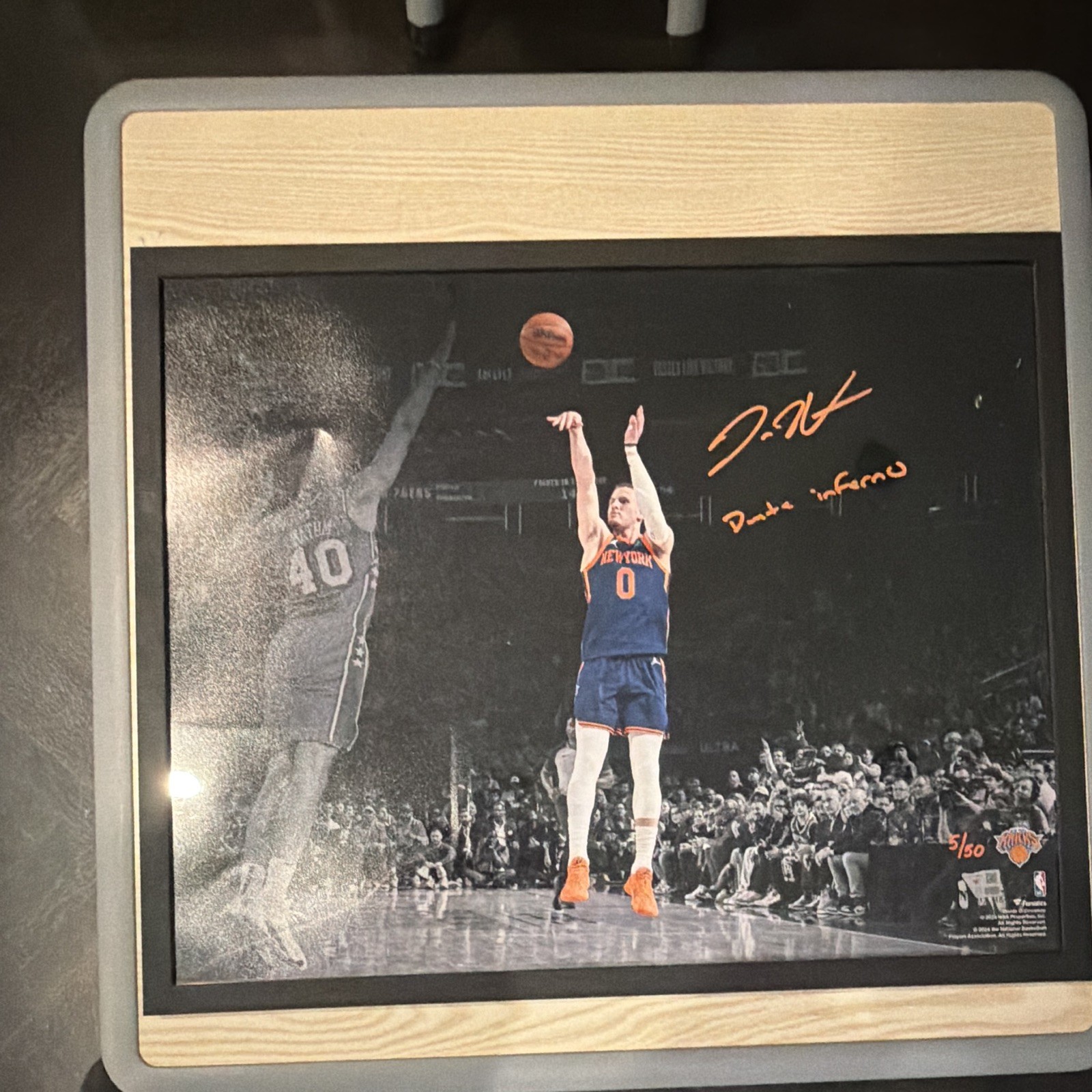 Donte DiVincenzo Signed Knicks Framed Photo “Dante Inferno” Fanatics 5/50