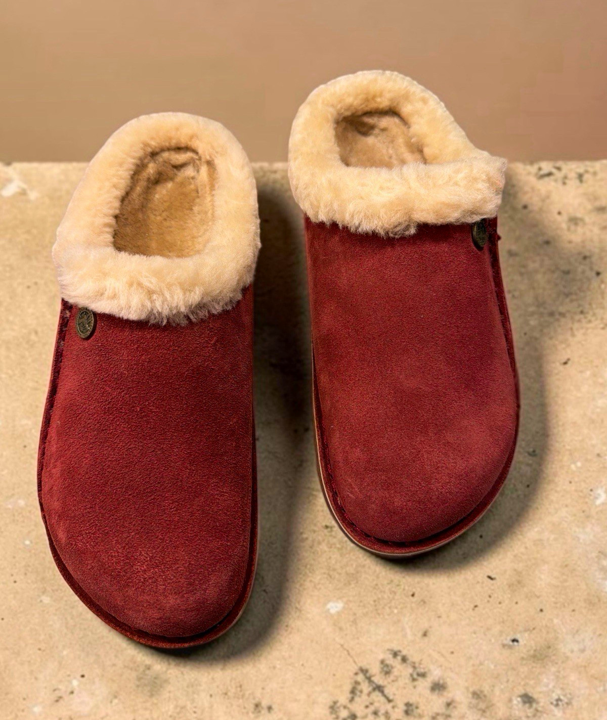 Birkenstock Zermatt Women\'s Brown Suede Shearling Lined Clog Slippers US 7