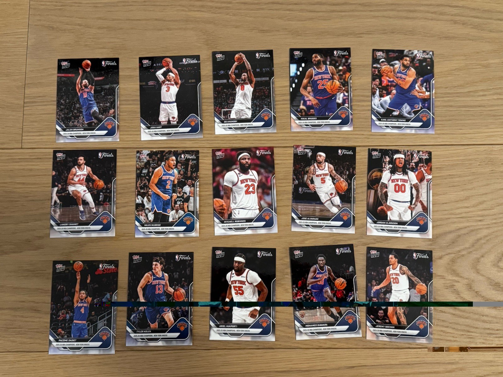 2025-26 Topps Now New York Knicks NBA Champions 15 Card Team Set Brunson OG
