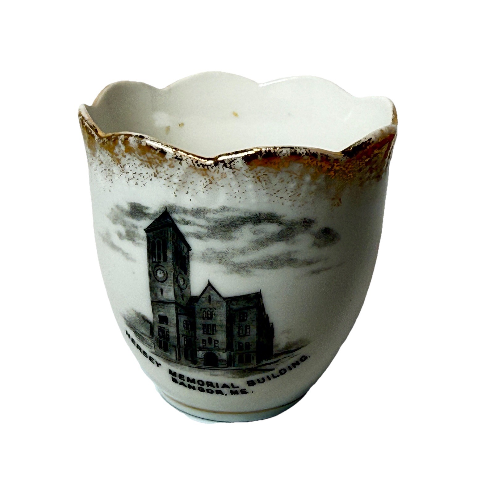BANGOR MAINE ME Antique HERSEY BUILDING Souvenir TRINKET TEA CUP