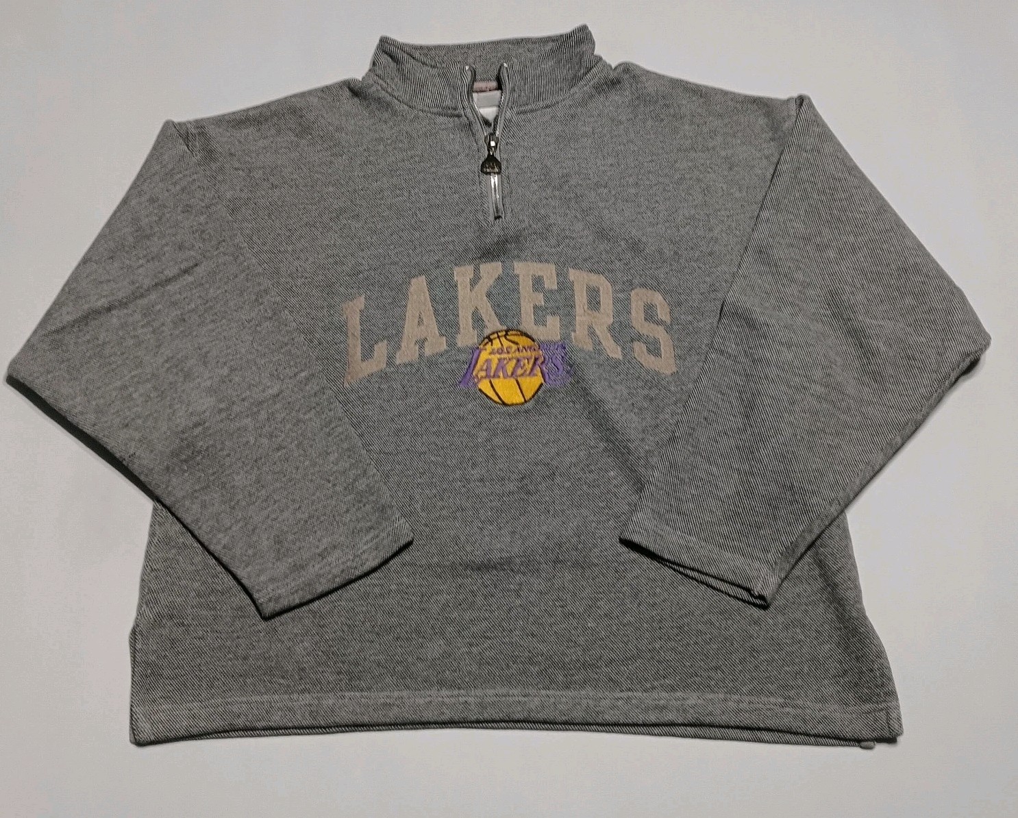 Vintage Pro Player Los Angeles Lakers Gray 1/4 Zip Pullover Embroidered Large Vintage Pro Player Los Angeles Lakers Gray 1/4 Zip Pullover Embroidered Large