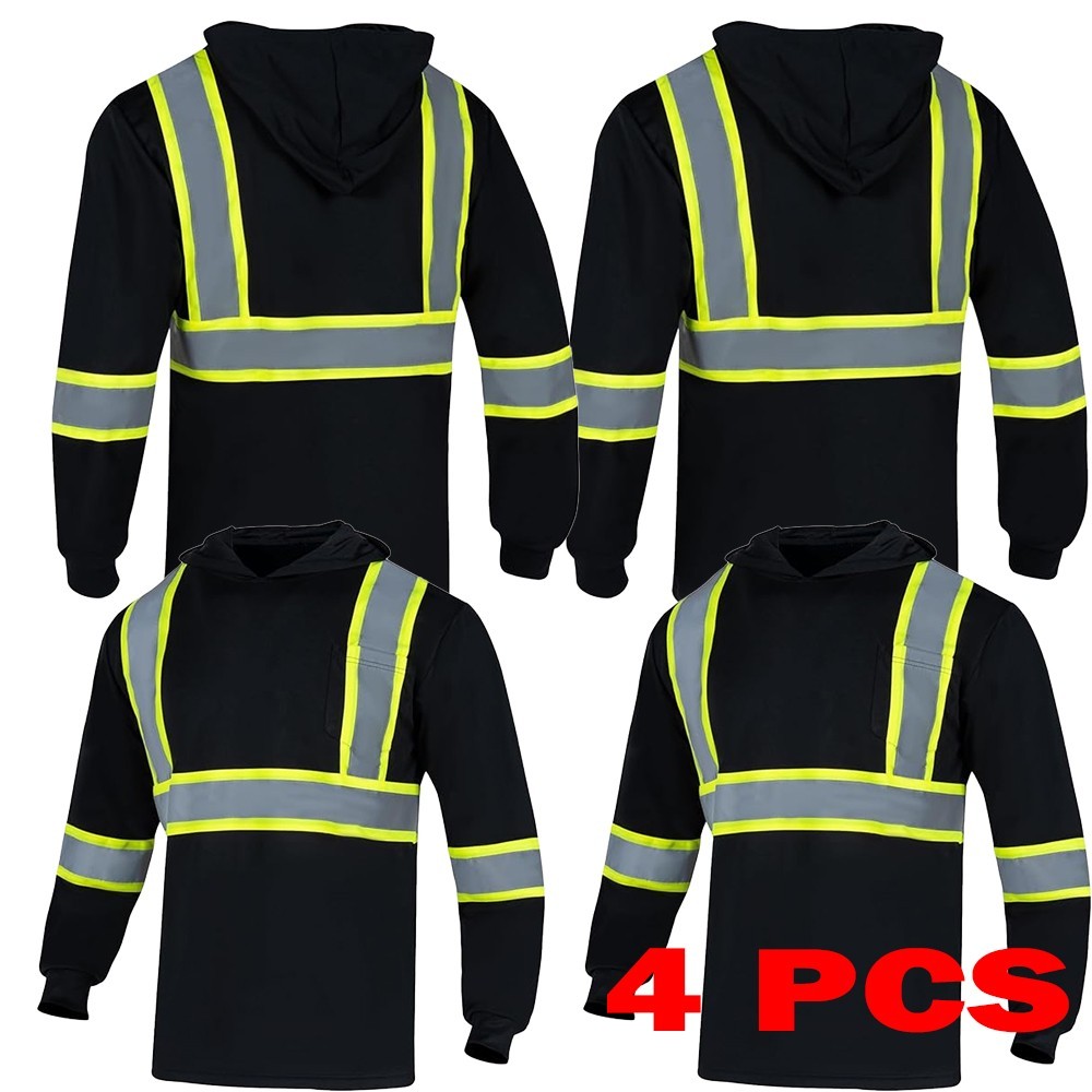 Hoodie Hi-Visibility Safety Long Sleeve Work Shirt Reflective Qty:4 Size S-5XL Hoodie Hi-Visibility Safety Long Sleeve Work Shirt Reflective Qty:4 Size S-5XL
