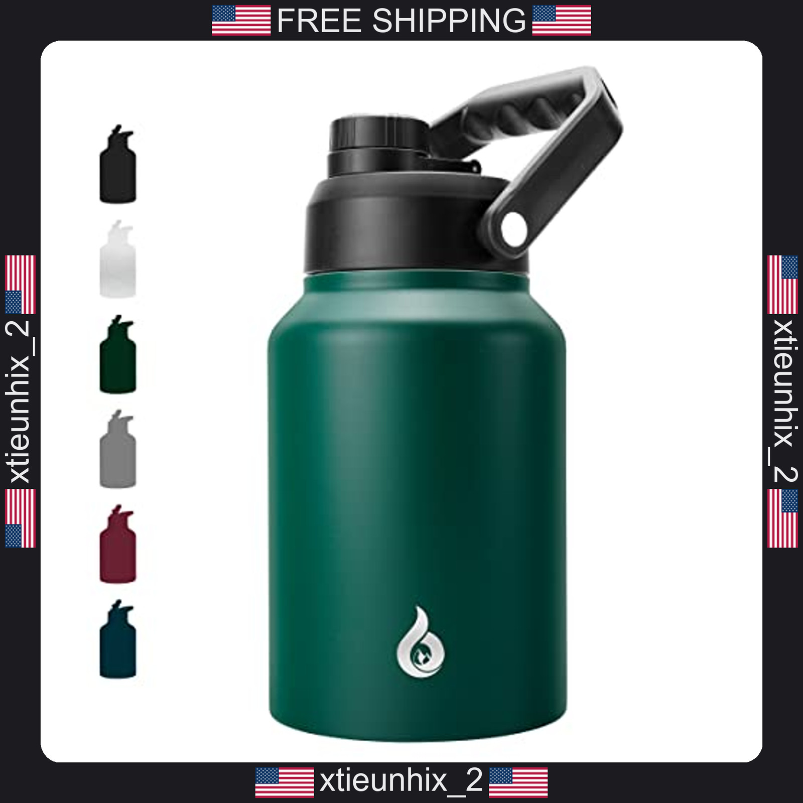 Stainless Steel Insulated Water Bottle 64oz Half Gallon Reusable Jug