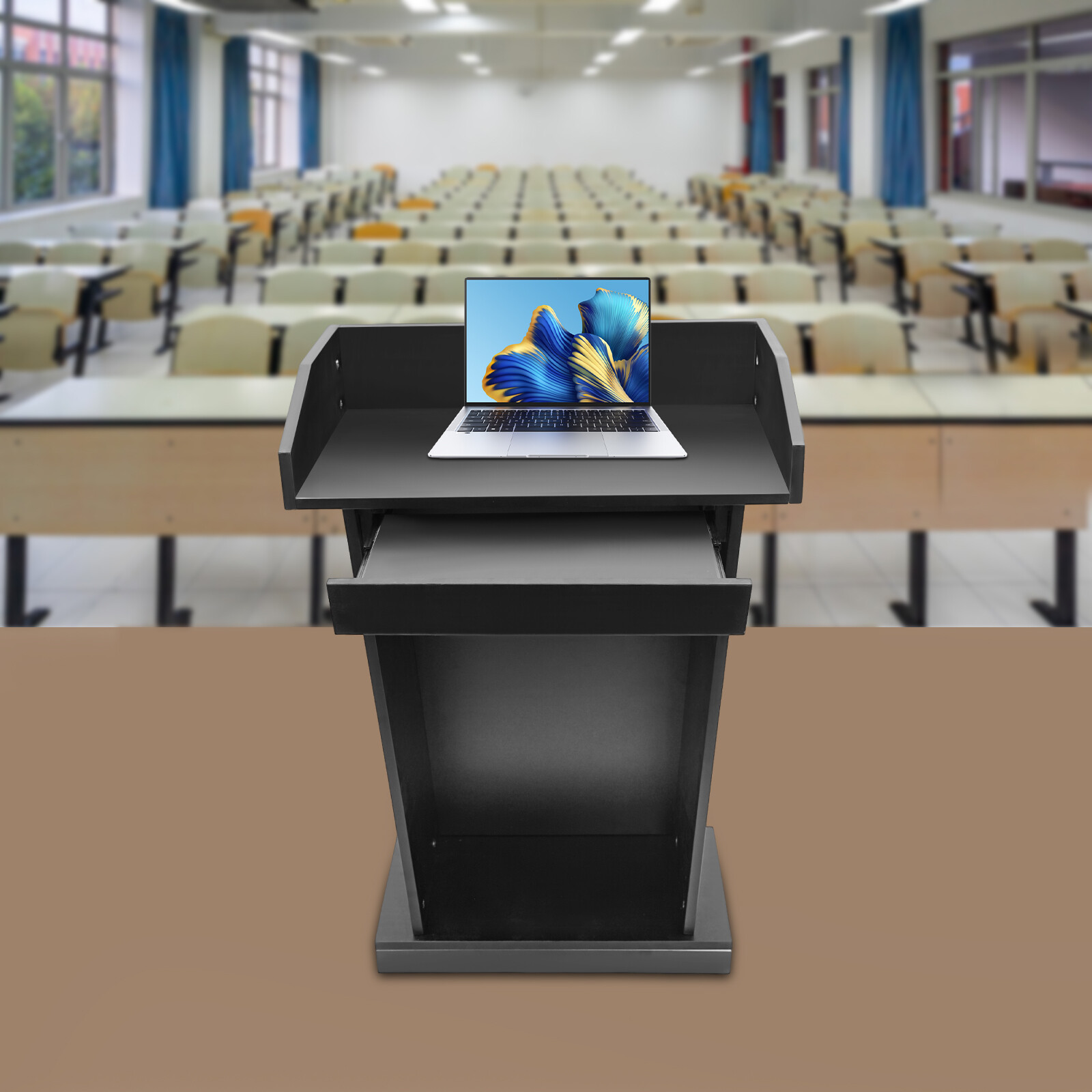 Presentation Stand Black Wooden Lectern Podium Pulpit Church Conference Lectern