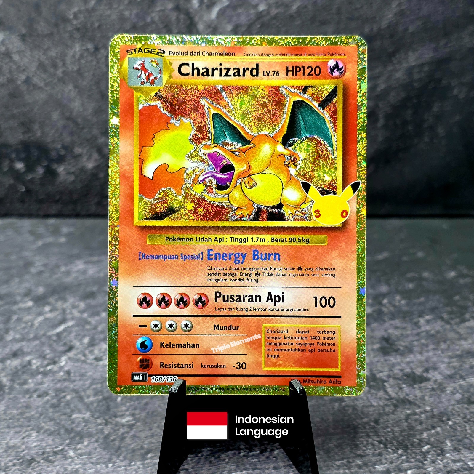 Charizard Base Set Classic 30th Anniversary Pokemon Card 168/130 MA6 - Indonesia