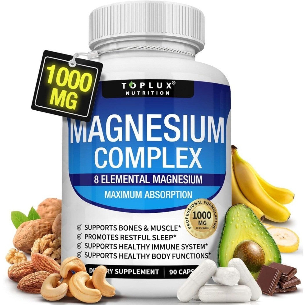 1-3 bottles Magnesium Complex 1000mg, 8 Elemental Magnesium - Non-GMO - 90 Caps