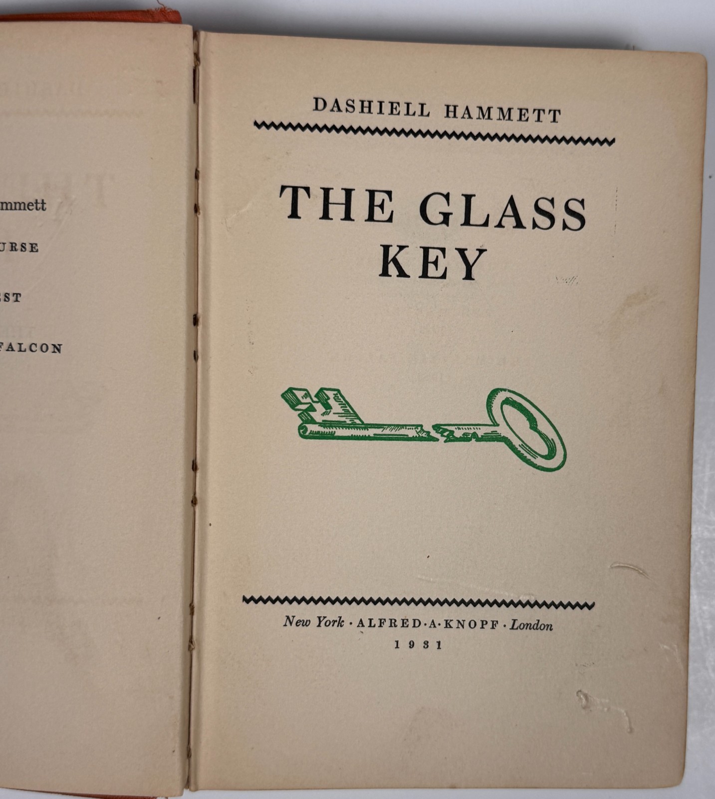 Dashiell Hammett Glass Key 1931 TRUE FIRST EDITION 1st Printing Noir Knopf