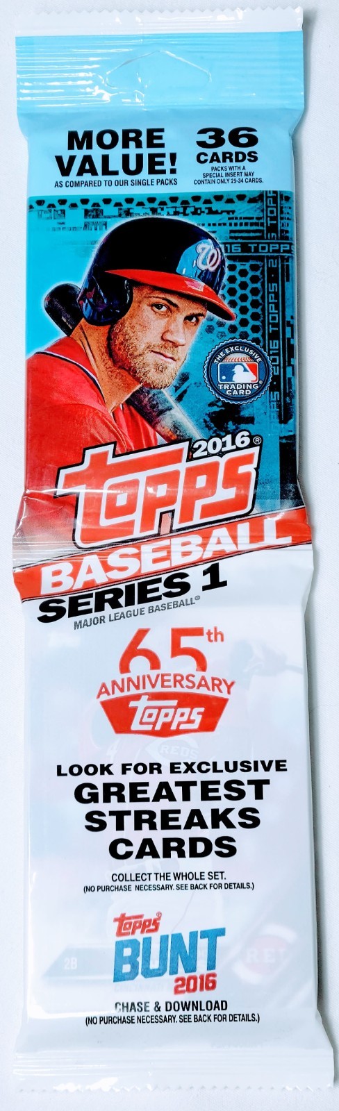 2016 Topps Baseball Series 1 Jumbo Pack 36 Cards 65th Anniv. Greatest Streak