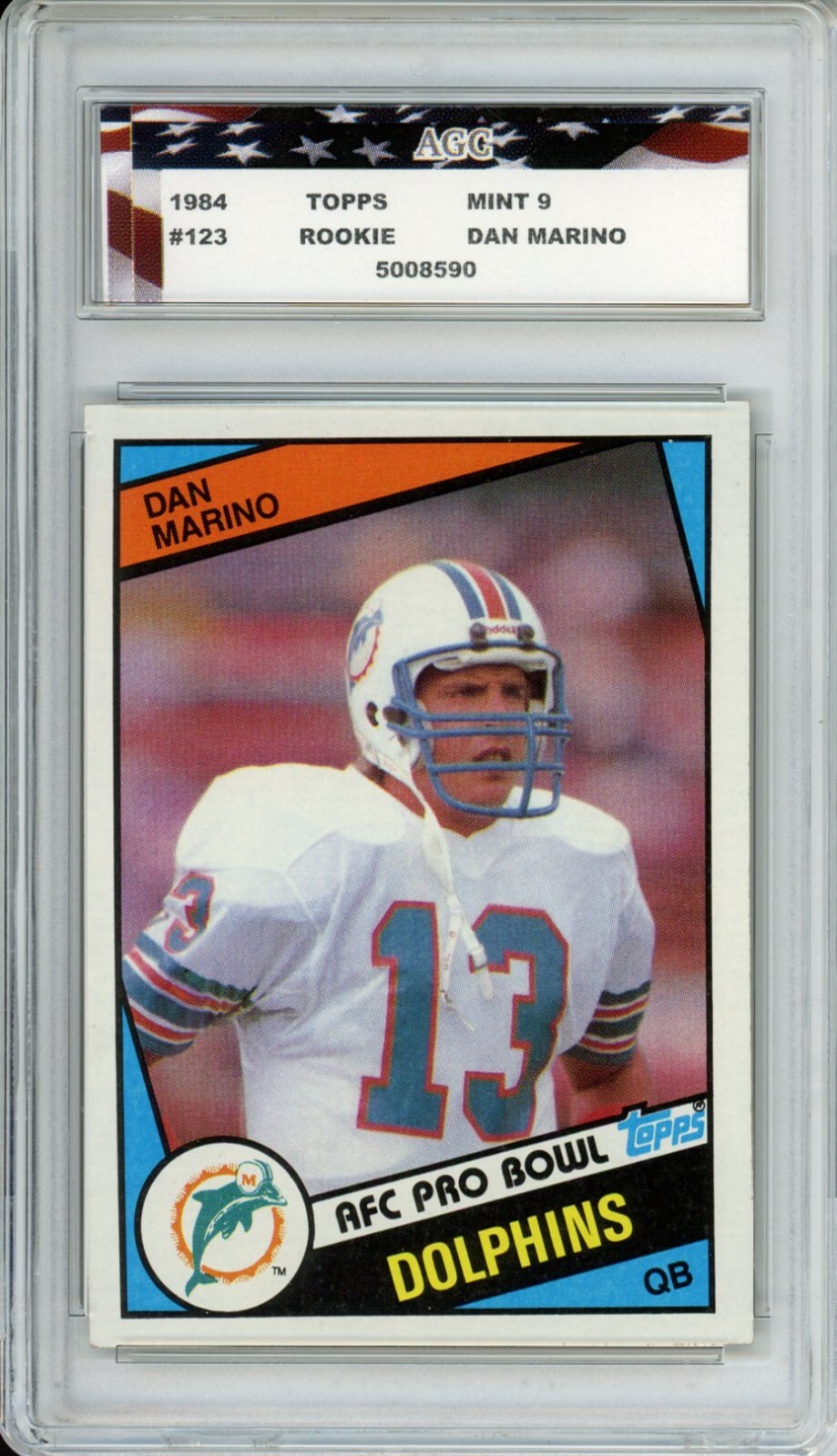 1984 Topps #123 Dan Marino Rookie Card AGC 9 Mint Centered Miami Dolphins 1984 Topps #123 Dan Marino Rookie Card AGC 9 Mint Centered Miami Dolphins