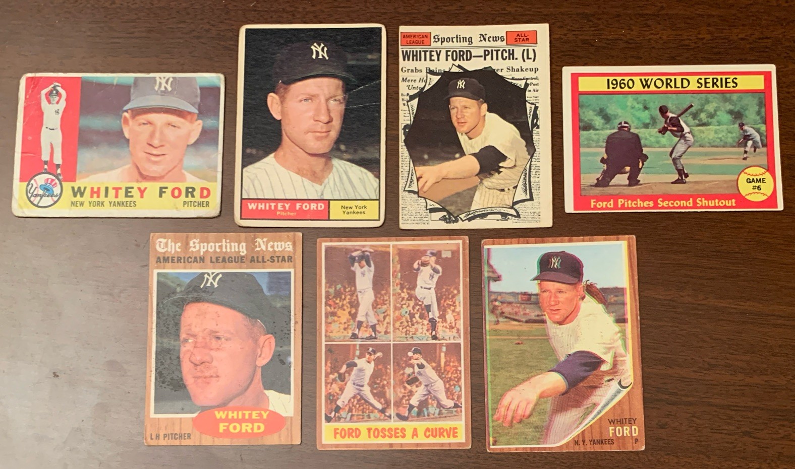 1960–1961–1962 Topps MLB Baseball NY York Yankees(7)Whitey Ford/Star CARDS/High# 1960–1961–1962 Topps MLB Baseball NY York Yankees(7)Whitey Ford/Star CARDS/High#