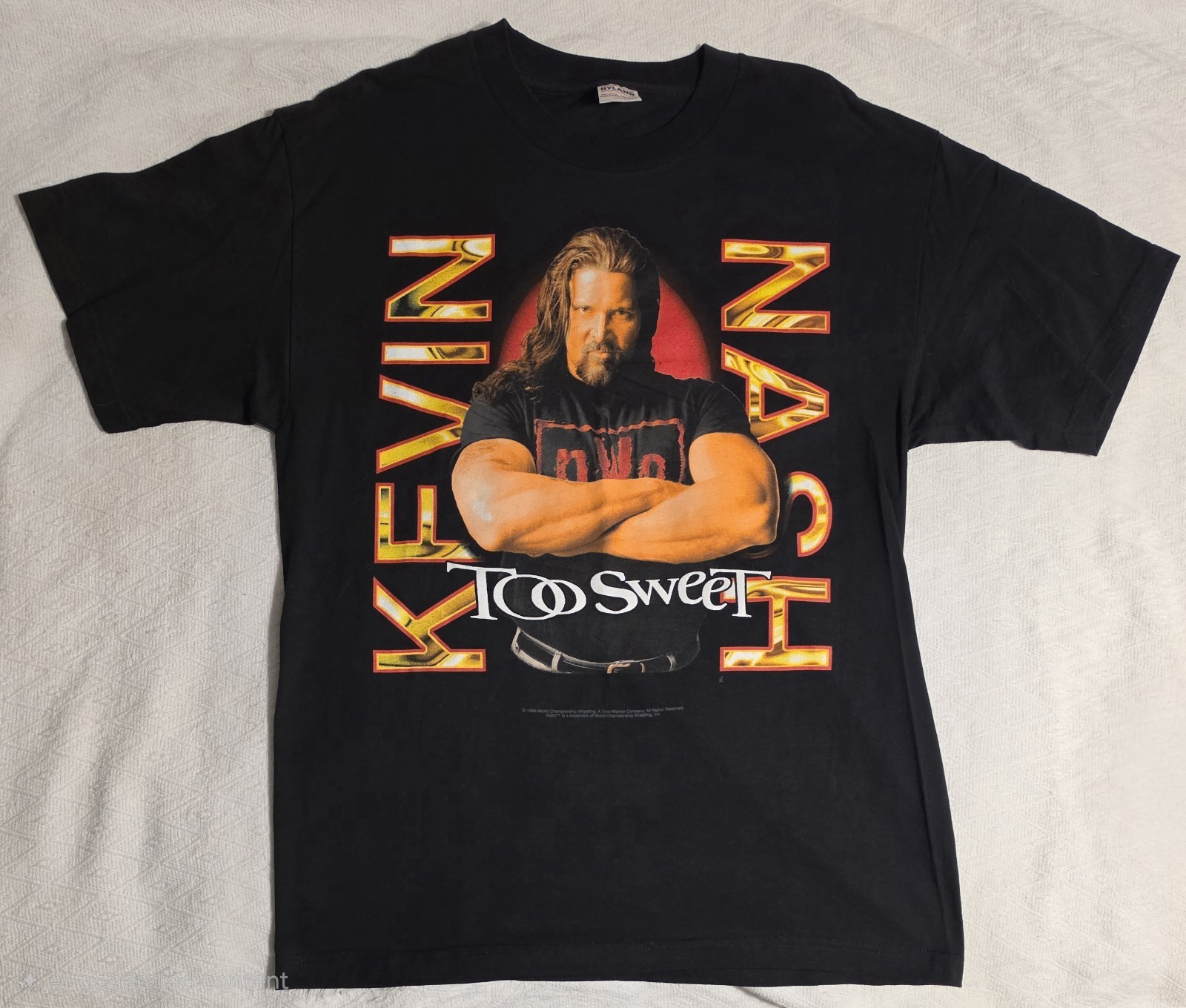 Vintage 1990s WCW Too Sweet KEVIN NASH - NWO - T-Shirt - Size LARGE Vintage 1990s WCW Too Sweet KEVIN NASH - NWO - T-Shirt - Size LARGE