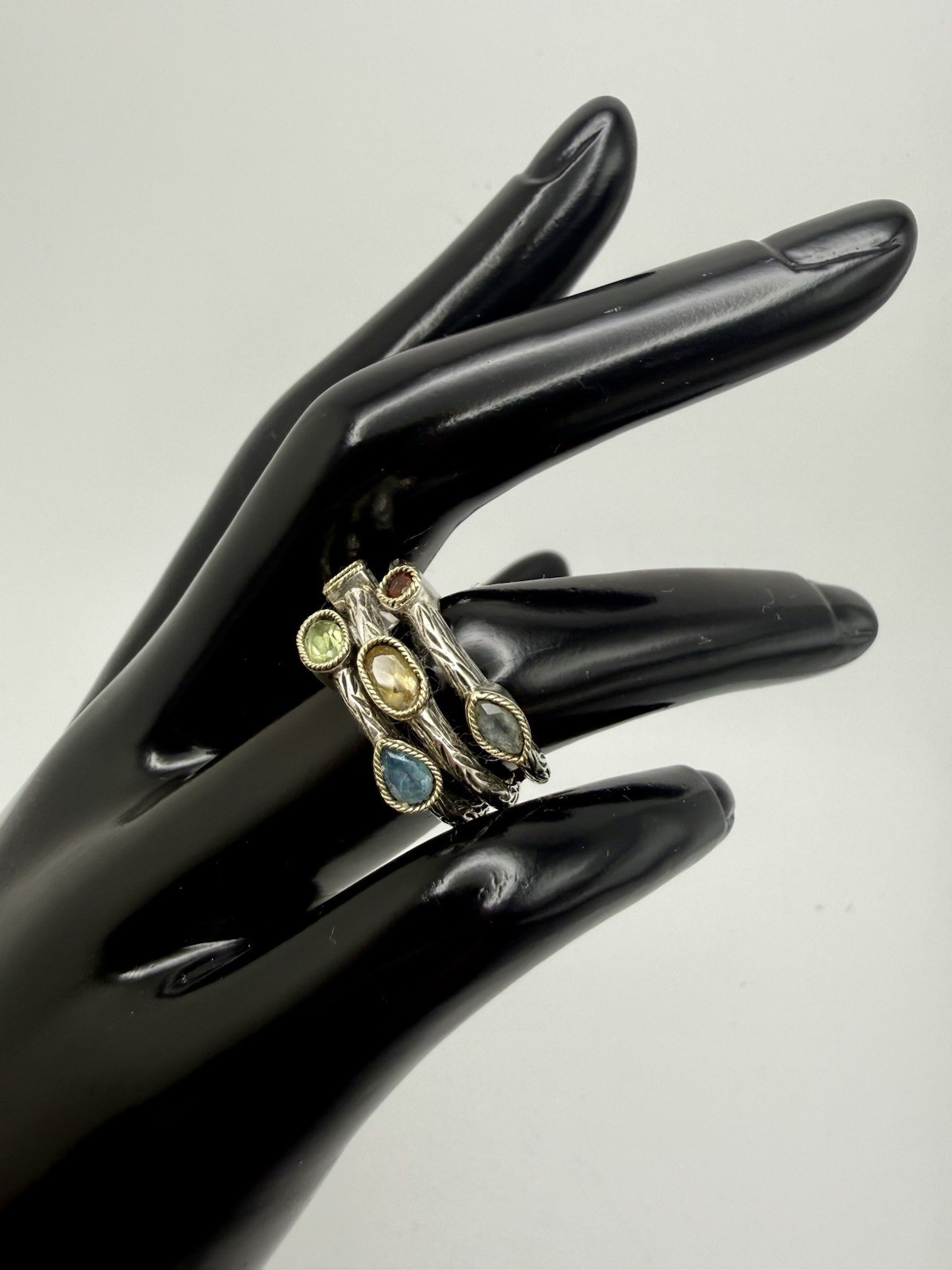EFFY BH Sterling Silver/18K Split Multi Gemstone Ring - Size 7