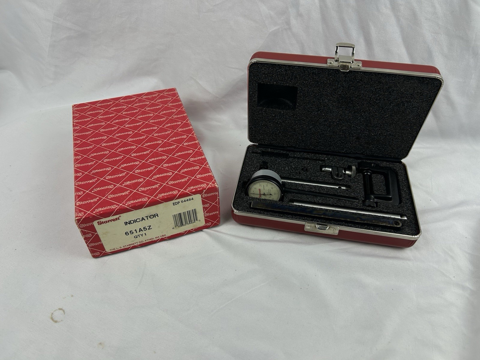 Starrett 651A5Z Back Plunger Dial Indicator Kit with Case 0-50-0 Dial Light Use