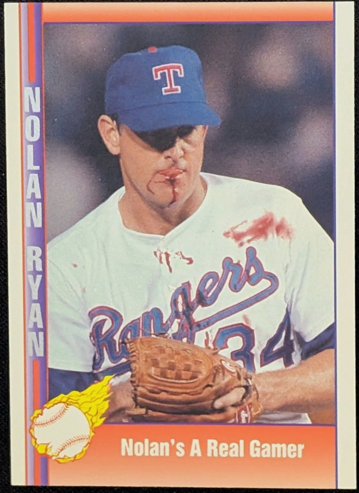 1991 Pacific #92 NOLAN RYAN Texas Rangers BO JACKSON Bloody Lip & Jersey Iconic 1991 Pacific #92 NOLAN RYAN Texas Rangers BO JACKSON Bloody Lip & Jersey Iconic