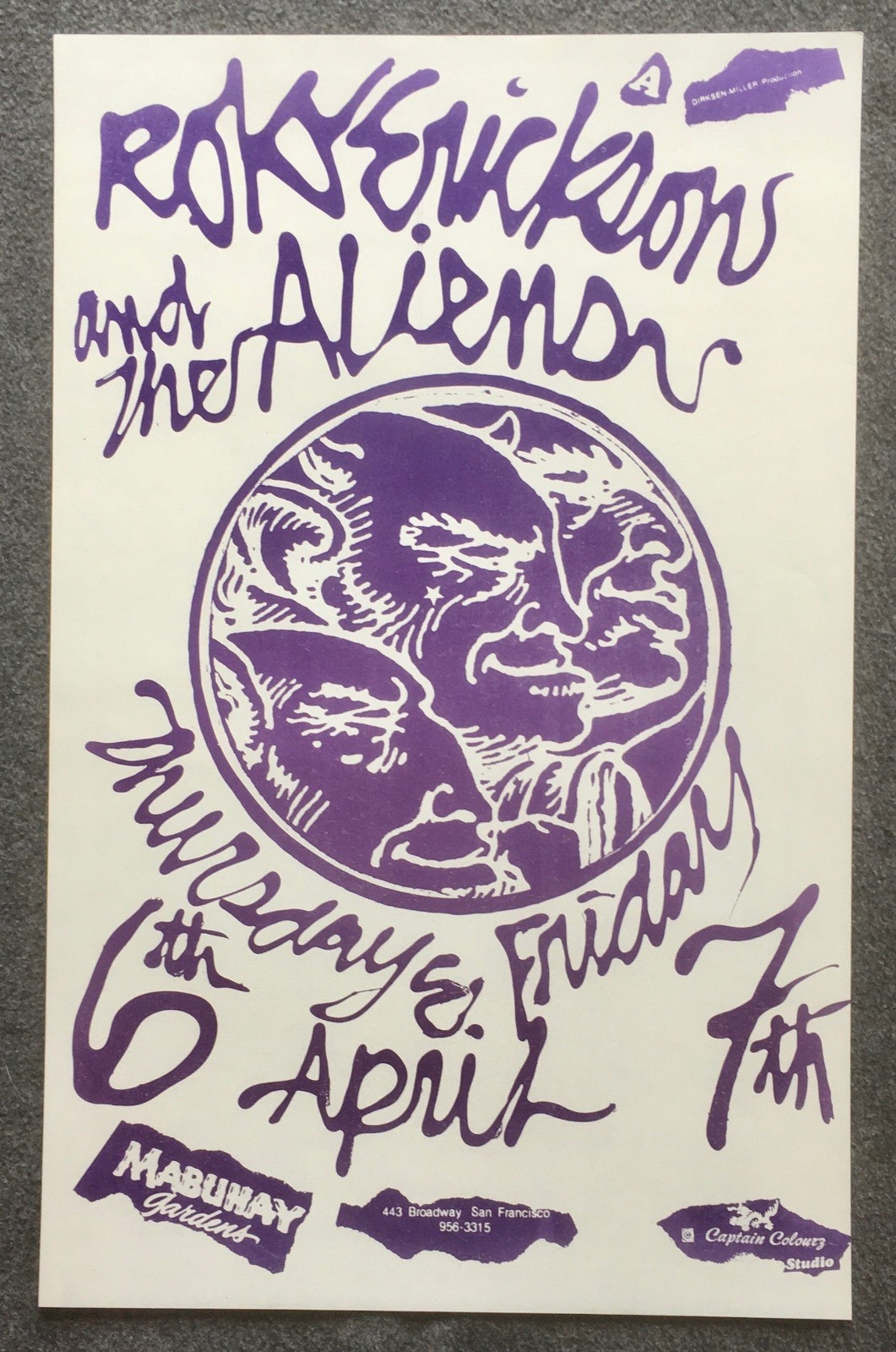 1978 Poster Roky Erickson and the Aliens Mabuhay Gardens SF