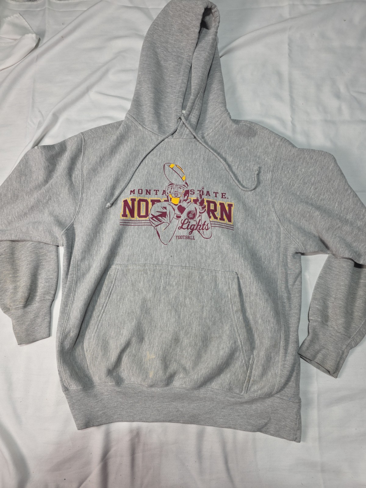 Sz L- Vintage gray Montana State Northern Lights football sweatshirt. Pro-weave