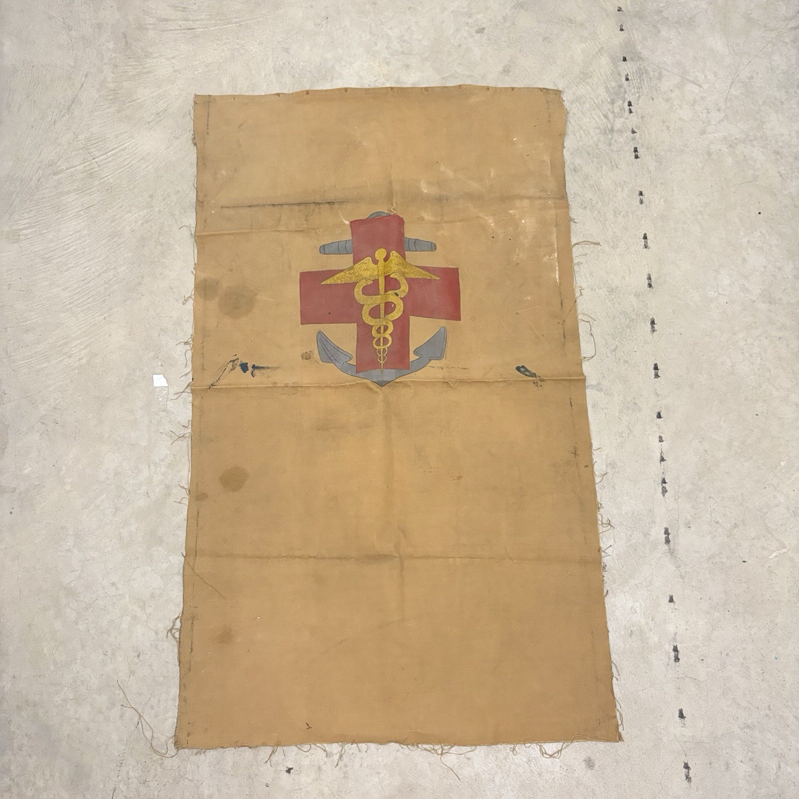 Original WWII US Navy Hospital Corps Hand Painted Medical Canvas Banner 42x26 Original WWII US Navy Hospital Corps Hand Painted Medical Canvas Banner 42x26
