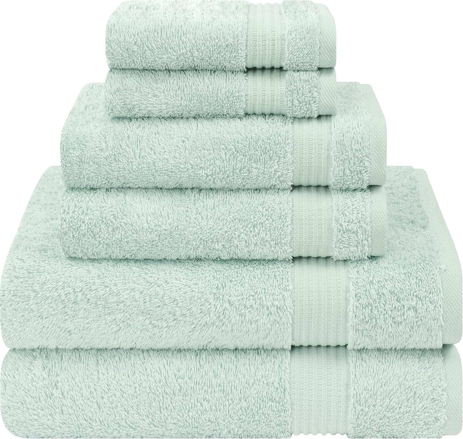 6Pc Turkish Cotton Towel Set Soft Absorbent Bathroom Towels Mint 6Pc Turkish Cotton Towel Set Soft Absorbent Bathroom Towels Mint