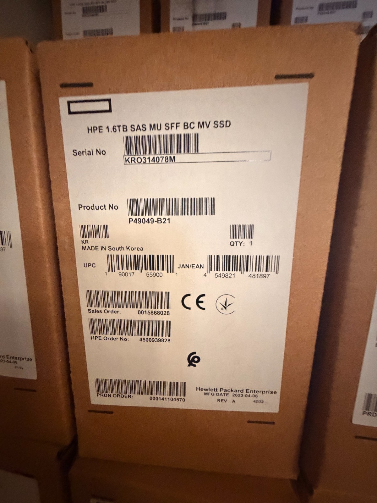 NEW HPE 1.6TB SAS 24G MIXED USE SFF BC MV SSD P49747-001 P49049-B21