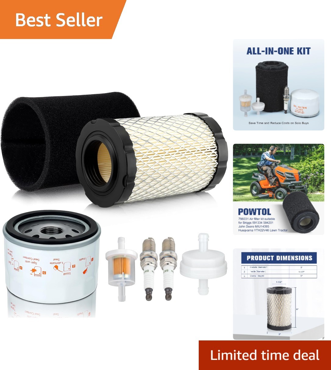 Complete Tune Up Kit for Husqvarna Mowers - Includes Filters & Spark Plugs