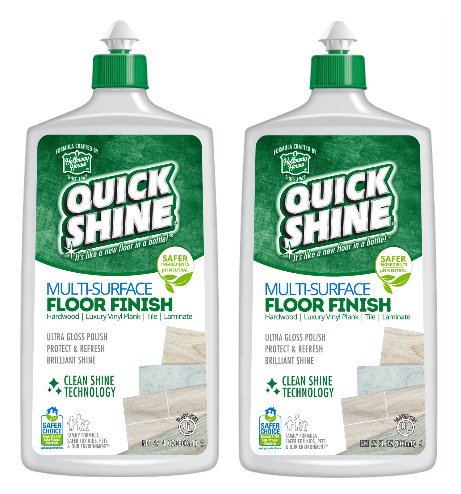 Multi-Surface Floor Finish, 27 Fl. Oz., Cleaner & Polish (2 Pack)