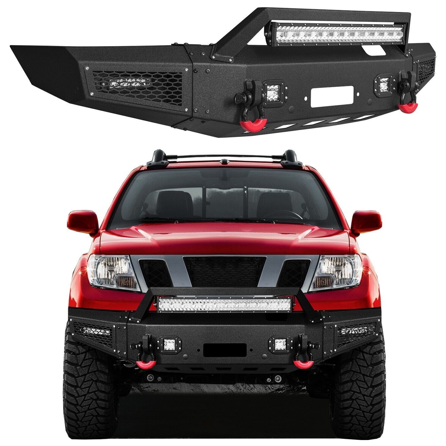 Vijay Black Front Bumper For 2005-2022 Nissan Frontier W/Winch Plate