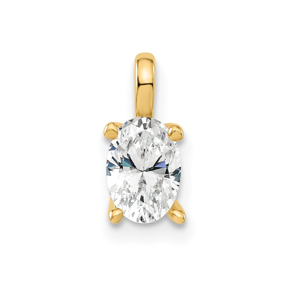 14k Yellow Gold 1/2 Ct Oval Lab Grown Diamond VS/SI+ G+ Solitaire Charm Pendant