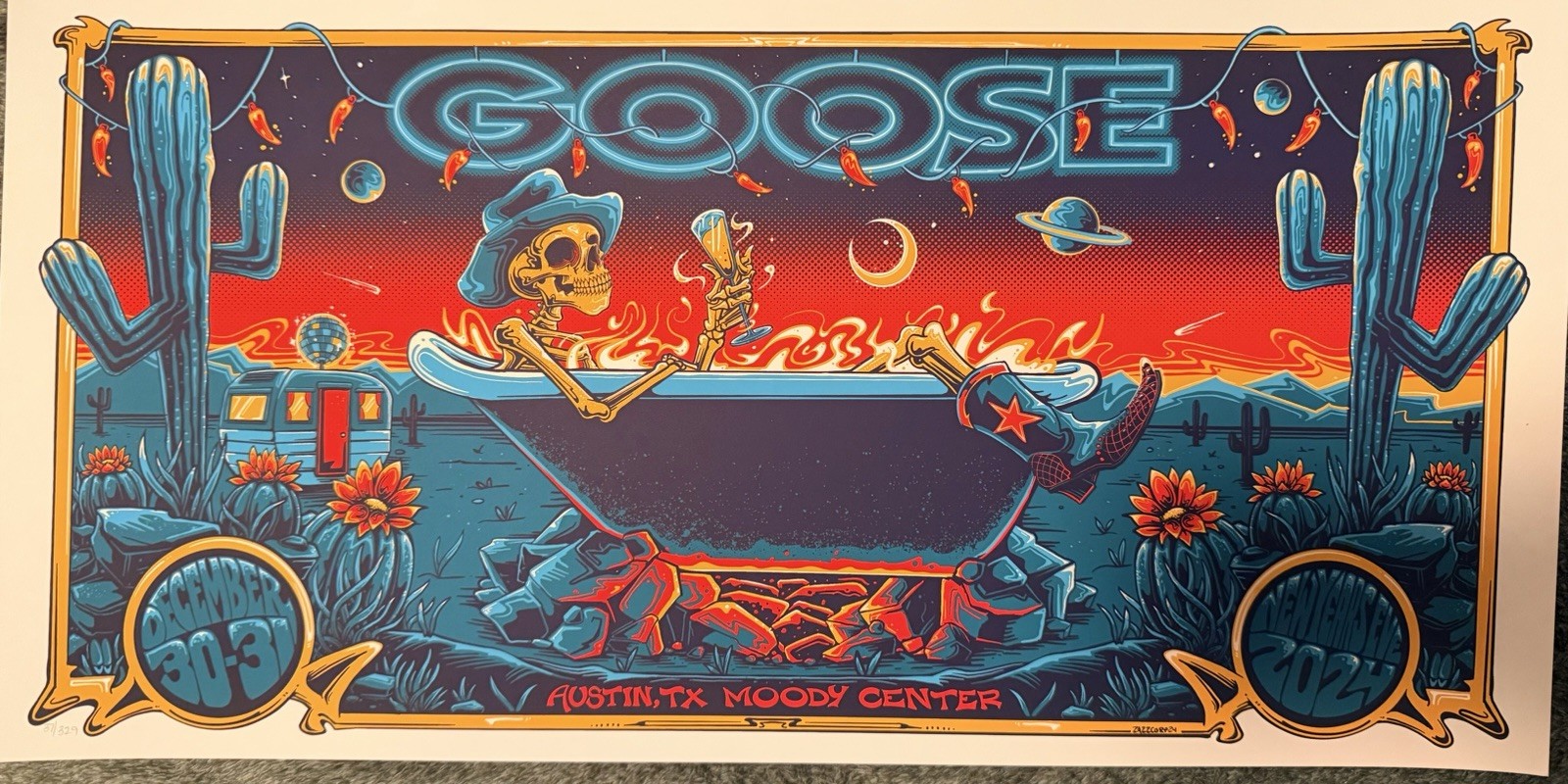 AUTHENTIC Goose The Band VIP Poster New Year\'s Eve 2024 Austin Moody 37/329