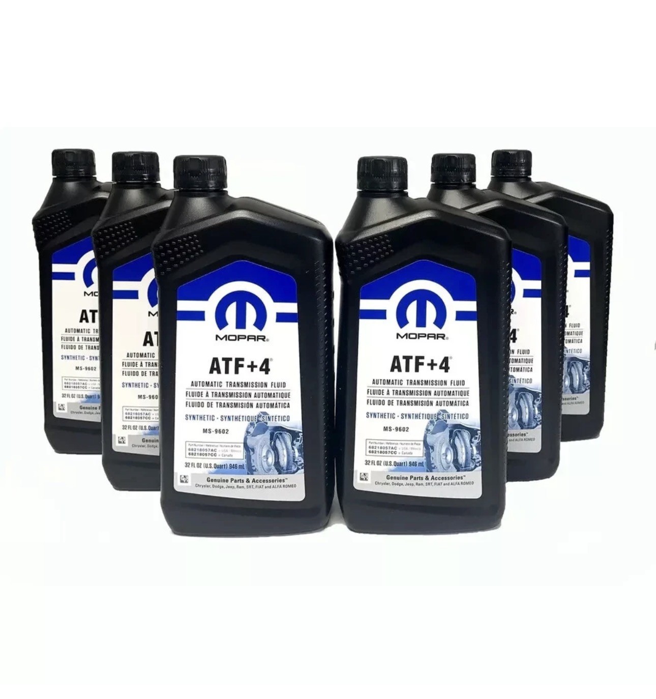 Mopar 68218057AB ATF+4 Automatic Transmission Fluid 68218057AC 1 Quart Pack of 6