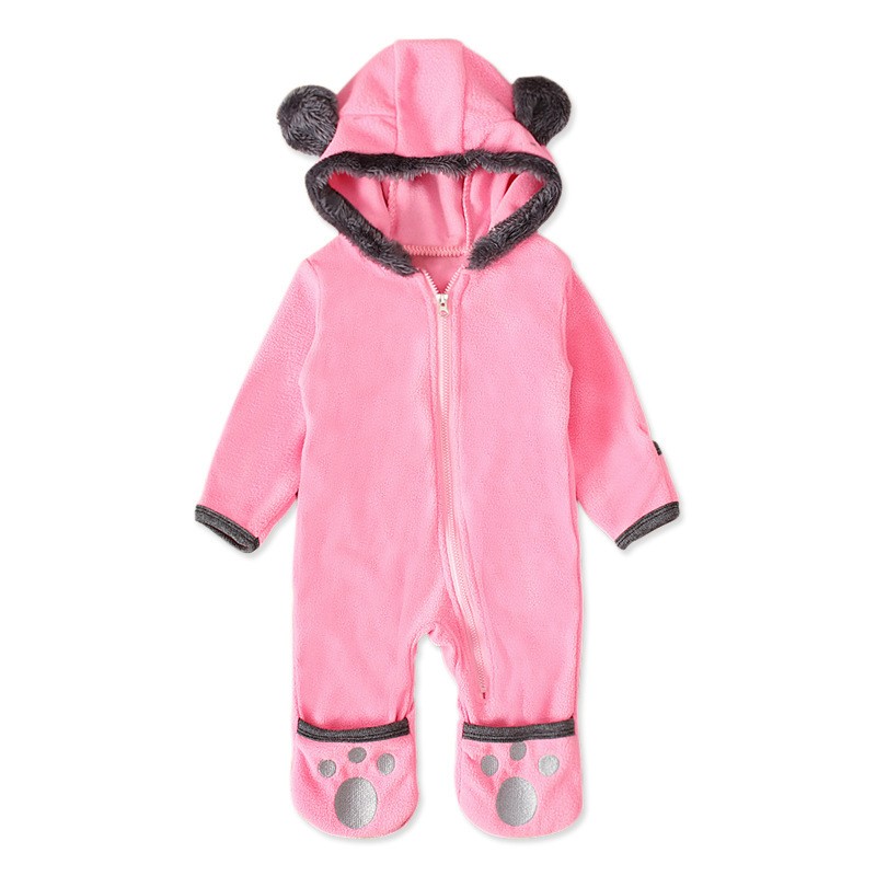 Winter Newborn Baby Boys girls Fleece Jumpsuit Hooded Romper Warm Coat Outwear