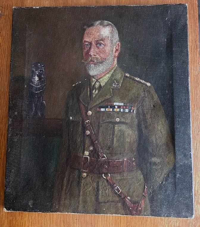 Antique C. 1910s Oil on Canvas Portrait King George V - Winsor & Newton 14x16