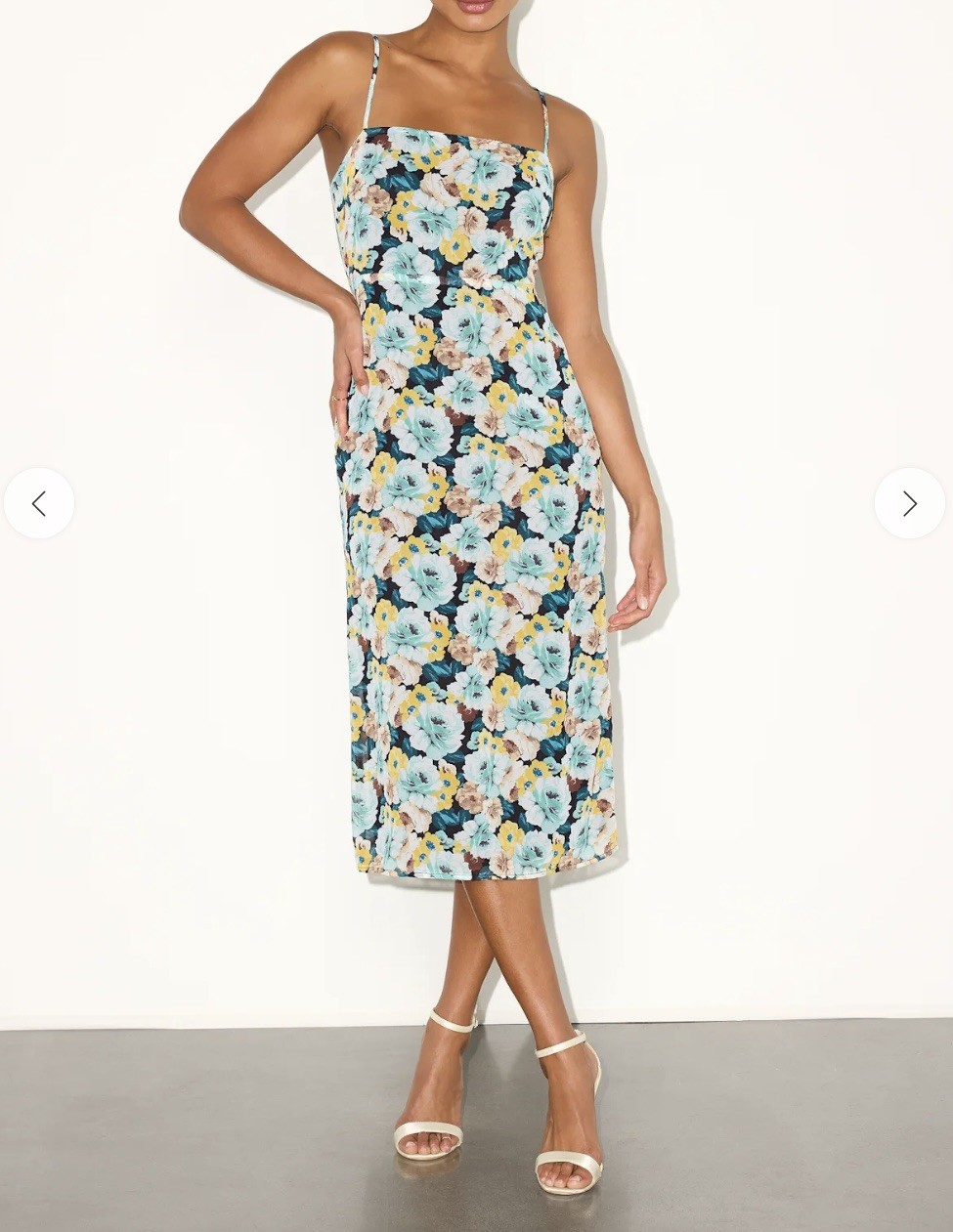 NWT Lulus M Sweetest Invite Blue Multi Floral Midi Dress Sleeveless Sold Out