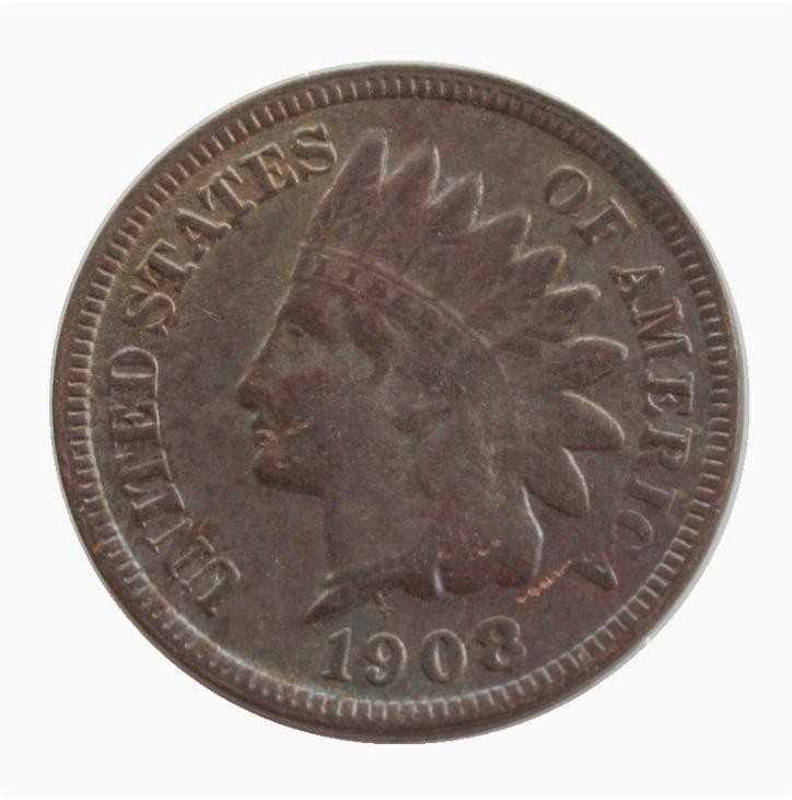 1908-S Indian Head Cent Penny Extremely Fine As shown in the figure