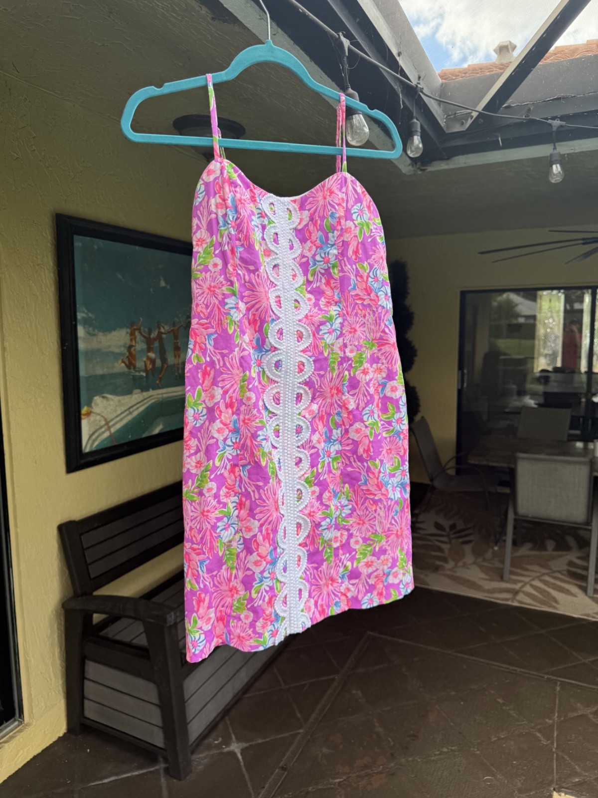 Lilly Pulitzer Shelli Dress M (6) Amethyst Moms The Word Floral Stretch Lace