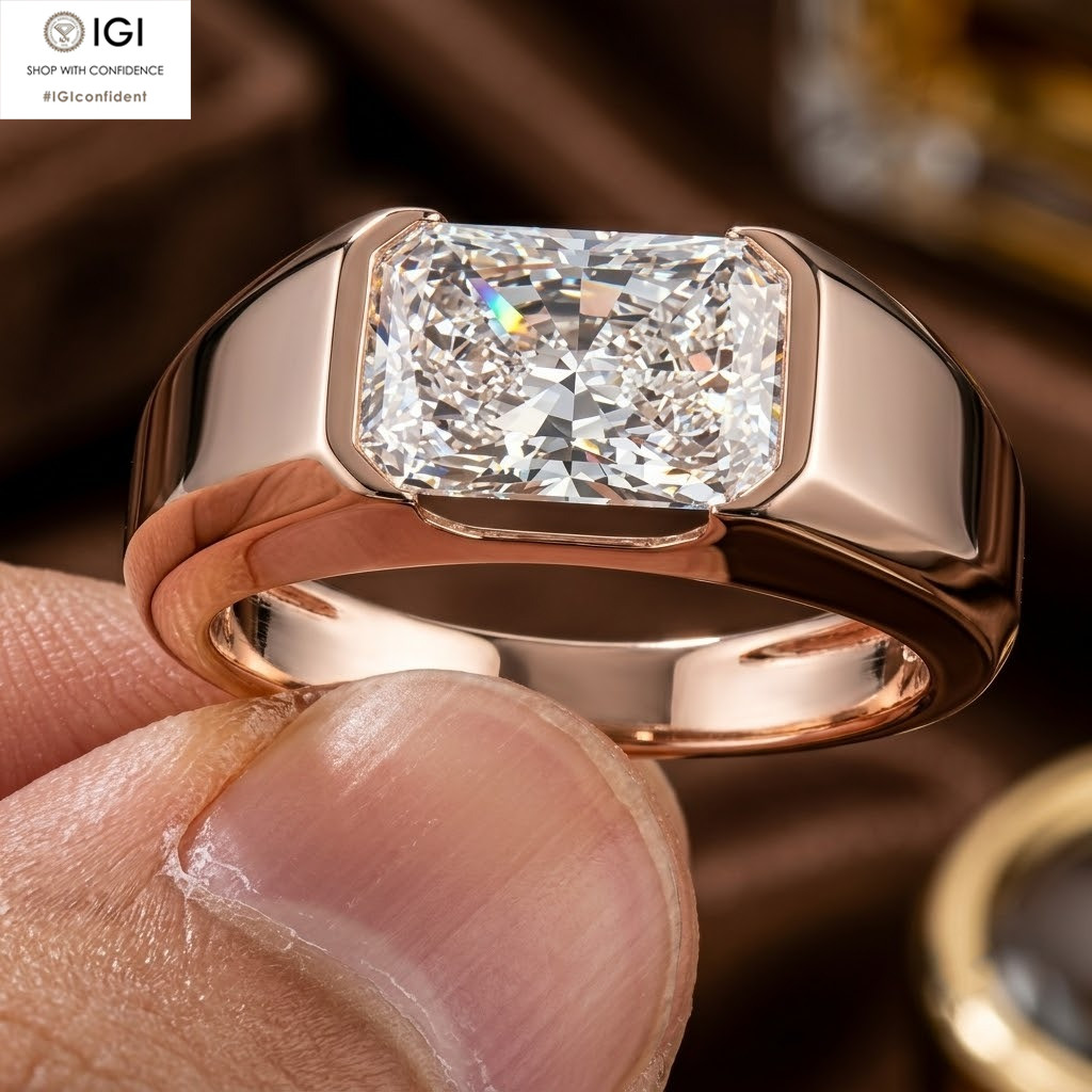 IGI 2.50Ct Radiant Cut D VS1 Lab Grown Diamond Engagement Ring in 14K Rose Gold