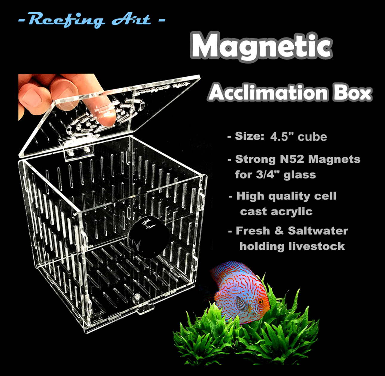 Reefing Art Magnetic Acclimation Breeder Box Anemone Coral Net for 1/2\
