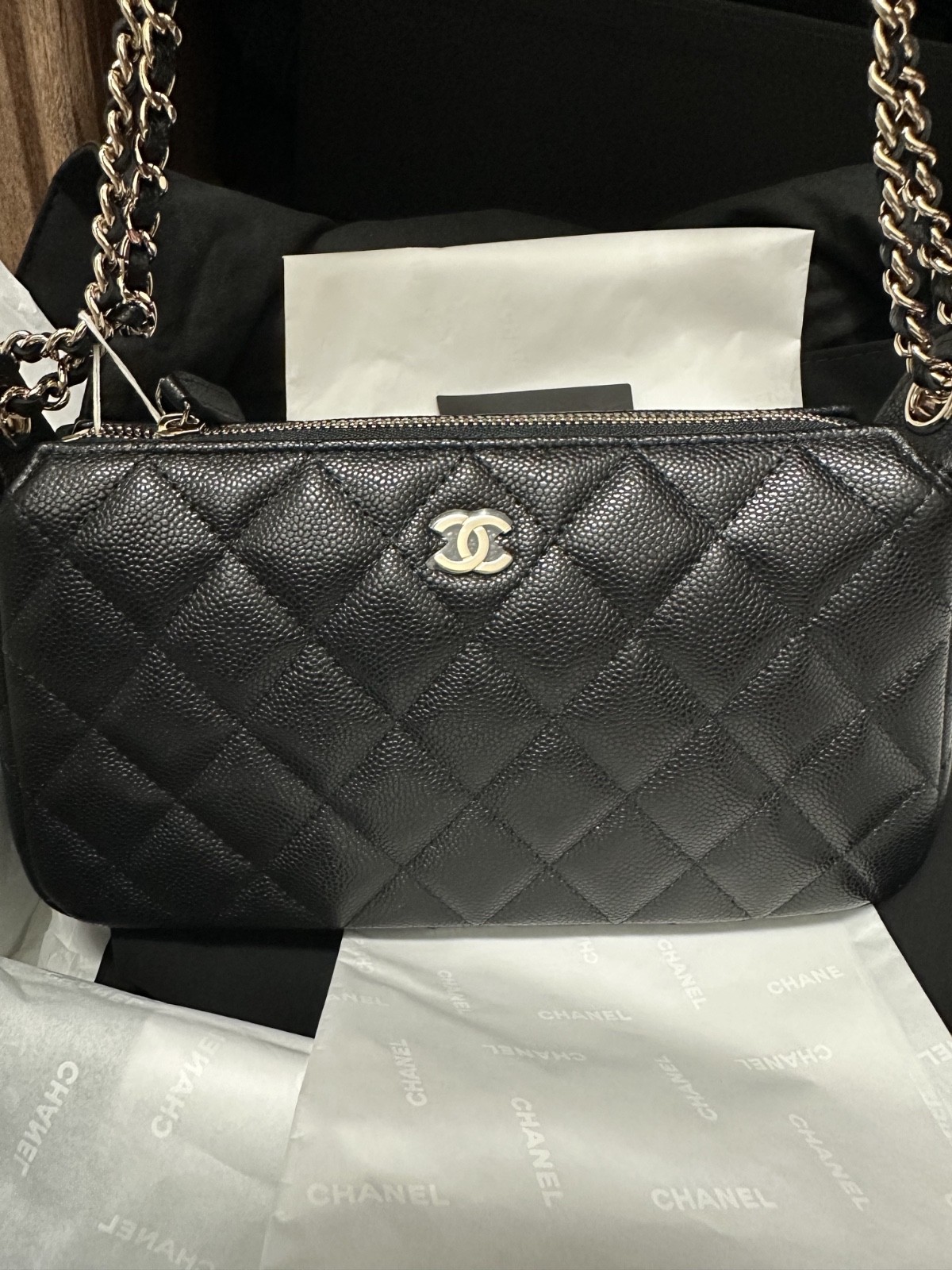 Chanel Wallet Clutch With Chain Bag Auth BNIB Chanel 25 Black