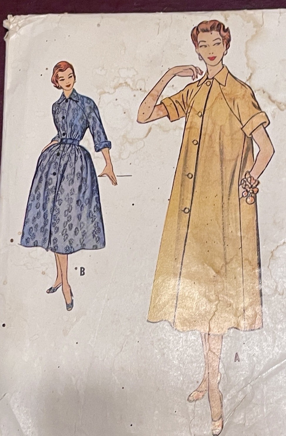 Vintage 1950s McCall’s 9721 Womens Loose Or Belted House Dress B30