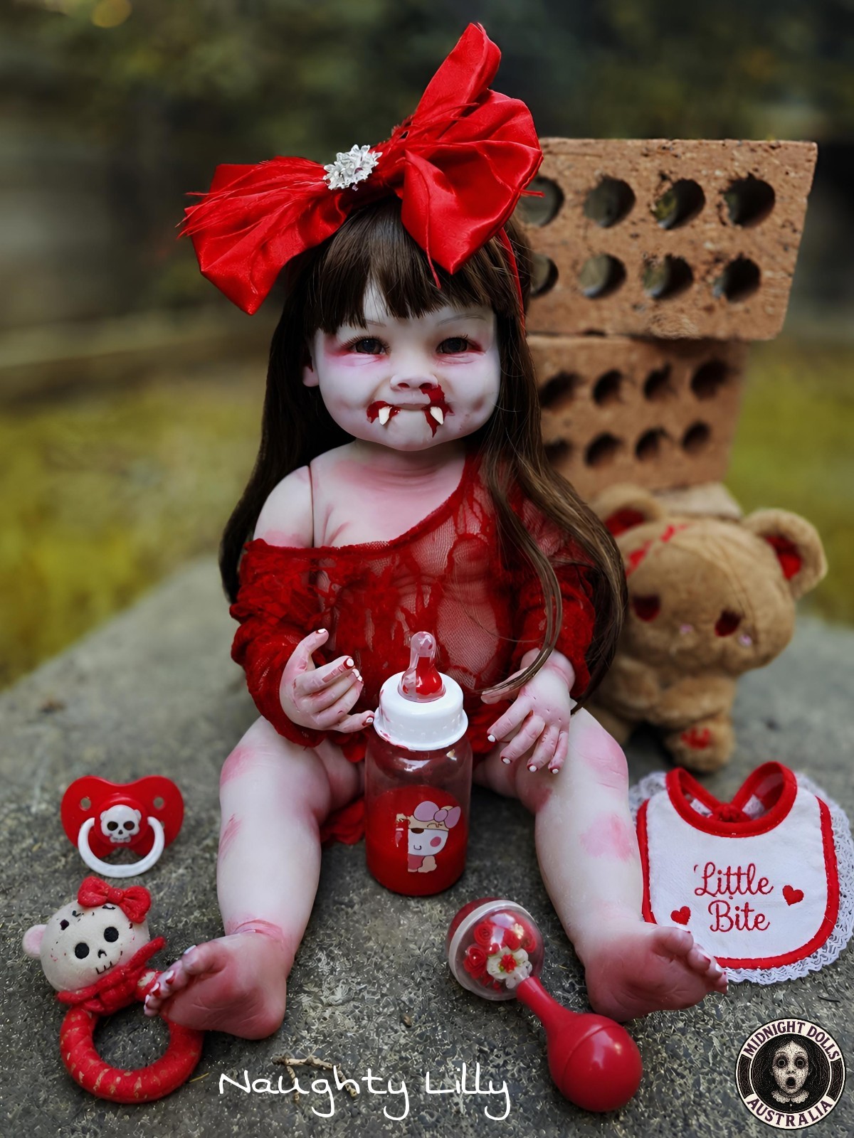 OOAK Creepy Vampire Reborn baby Nuaghty Lilly 55cm, Spooky Reborn Doll, Vamplin