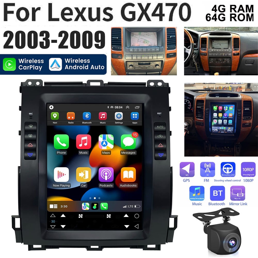 For 2003-2009 Lexus GX470 CarPlay Android 13 Car Radio Stereo QLED DSP
