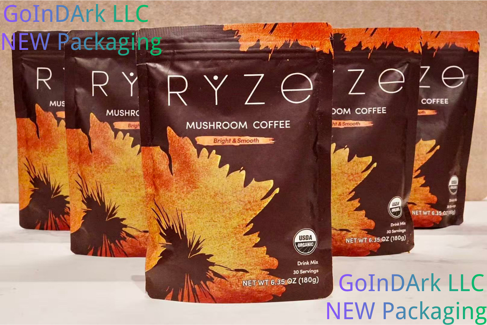 NEW Organic Ryze Mushroom Coffee, 30 Servings/Bag, Instant, 