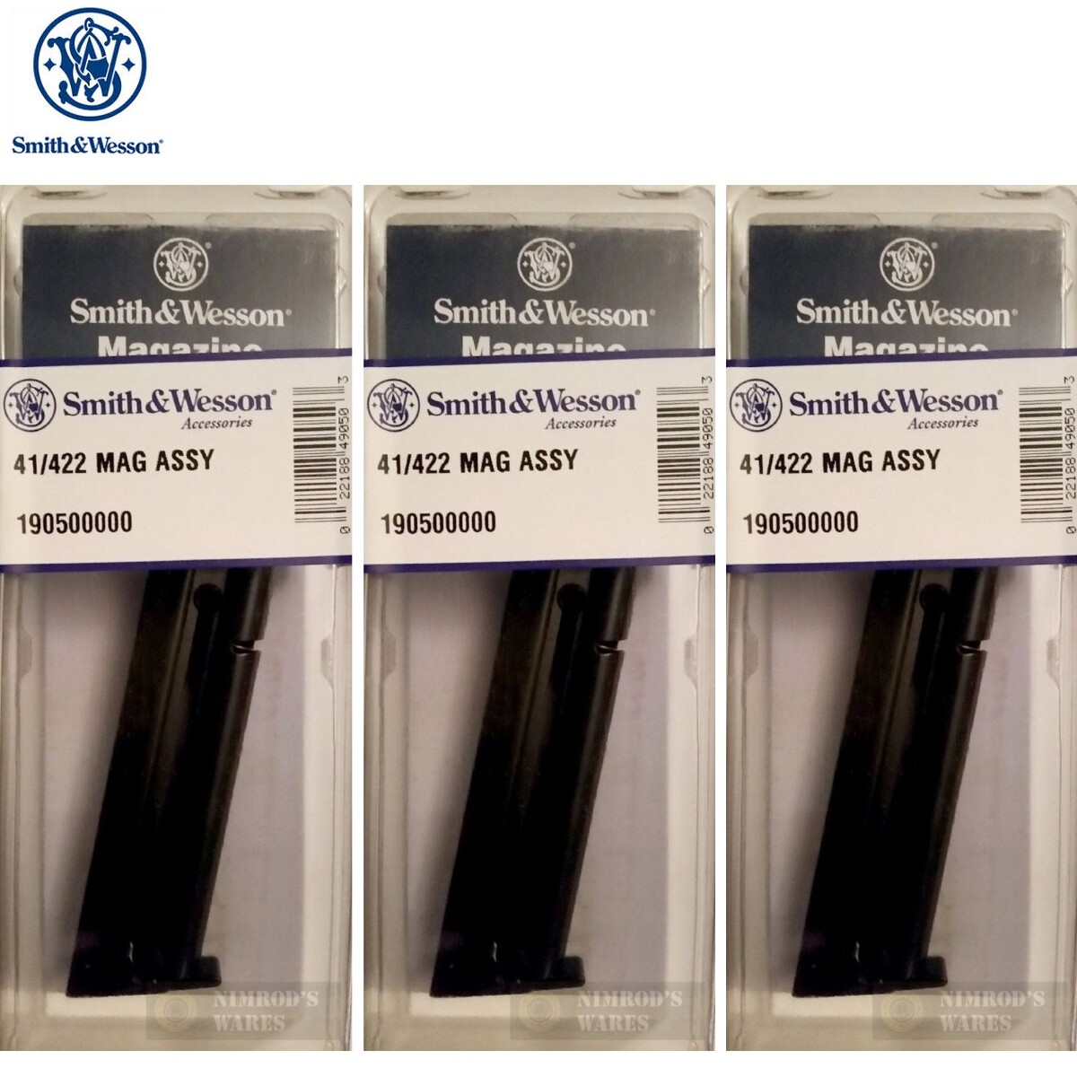 THREE S&W Model 41 422 622 2206 22LR 10-Round Steel Magazines 19050 FAST SHIP