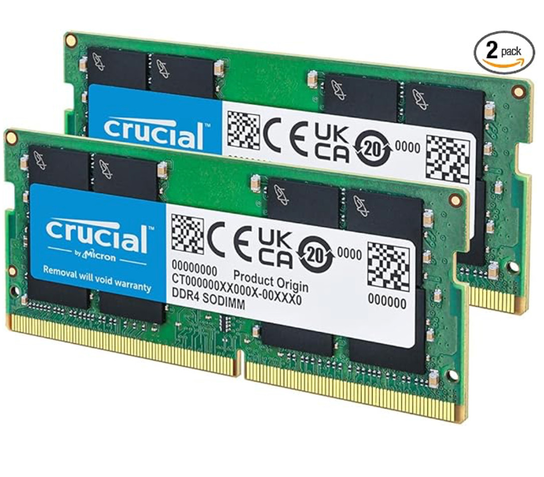 Crucial 32GB KIT 2 x 16GB DDR4 3200MHz PC4-25600 SODIMM Memory CT2K16G4SFRA32A
