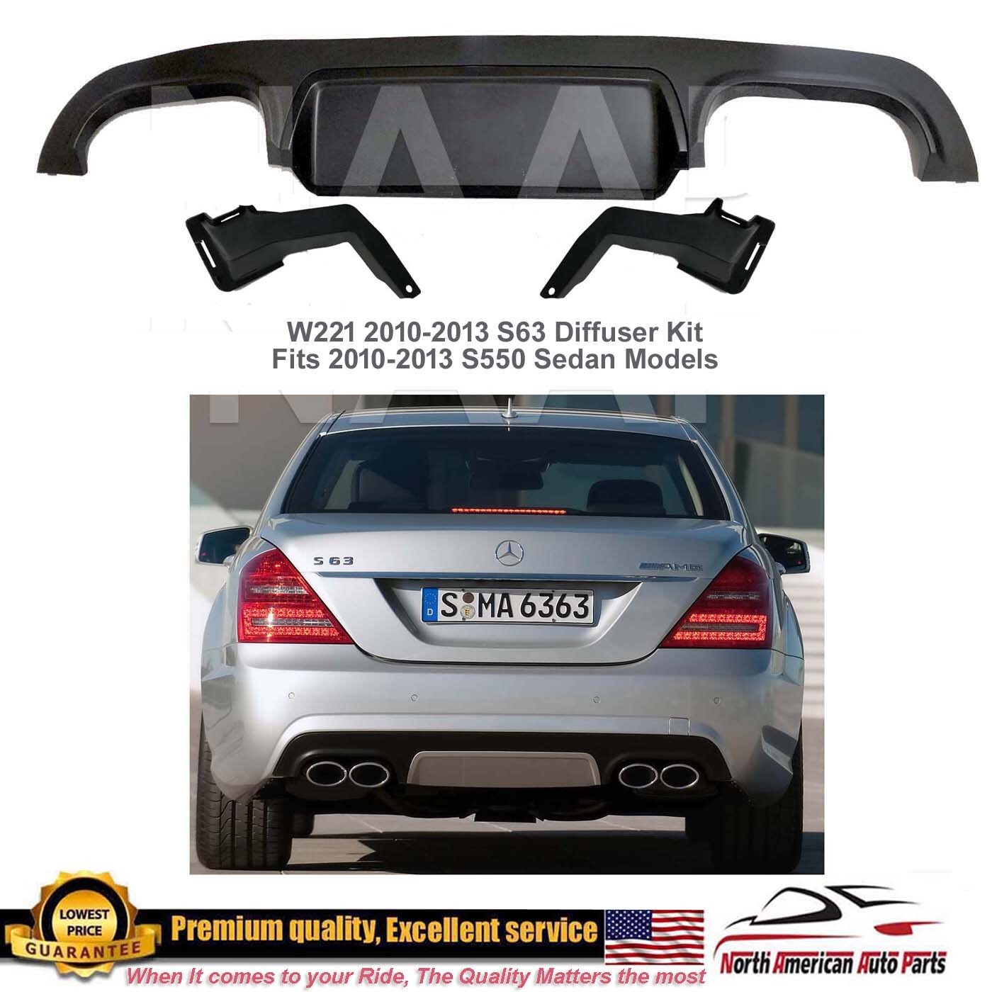 S63 Diffuser Rear Bumper S550 AMG S65 Spoiler 2010 2011 2012 2013 S-Class S63 Diffuser Rear Bumper S550 AMG S65 Spoiler 2010 2011 2012 2013 S-Class