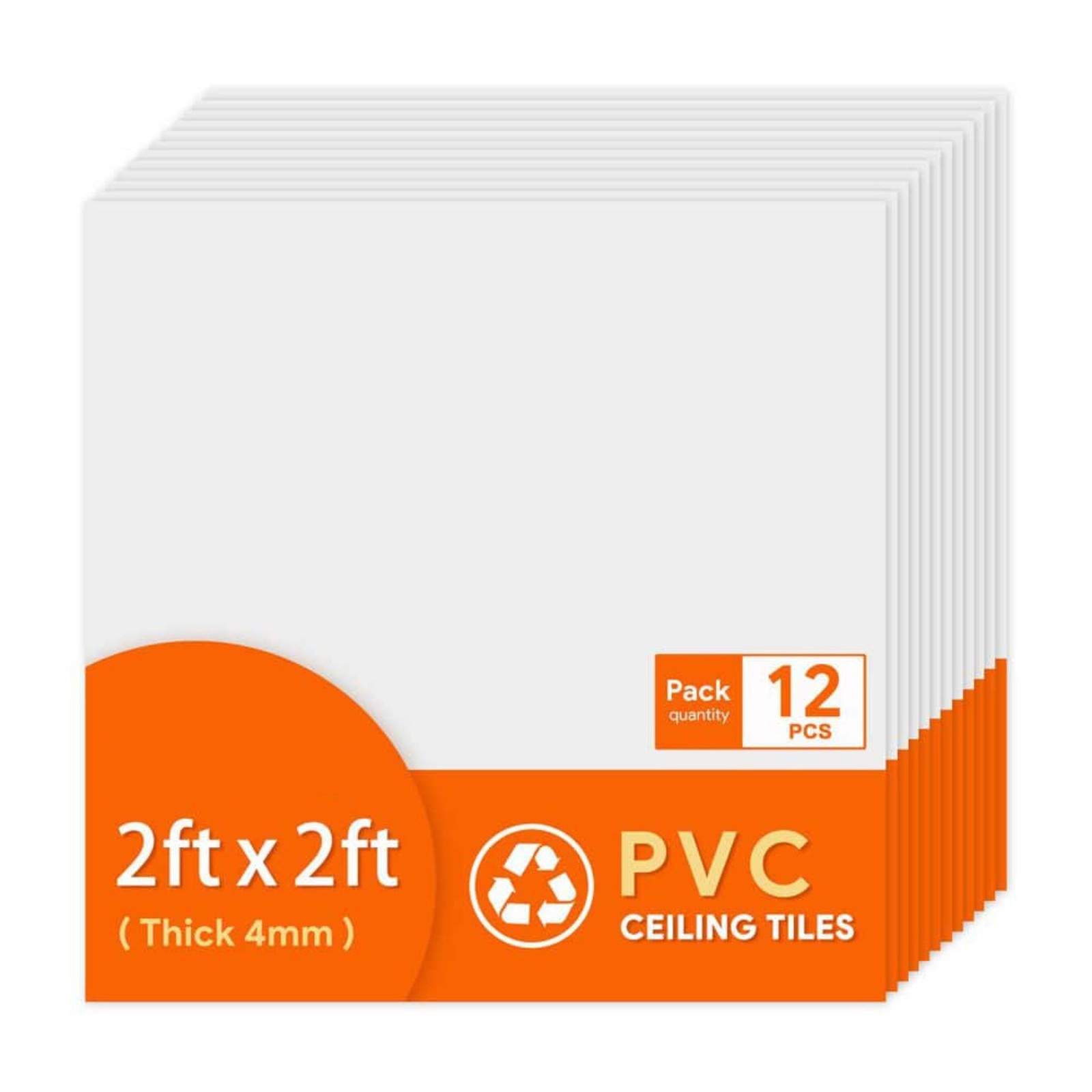 12 Pcs 2Ftx 2Ft White HighGrade PVC Drop Ceiling Tile, Waterproof, Washable 12 Pcs 2Ftx 2Ft White HighGrade PVC Drop Ceiling Tile, Waterproof, Washable